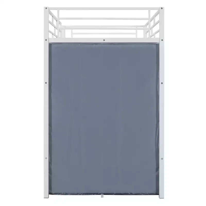 Letto a soppalco in metallo con armadio, scrivania, scaffali, presa di corrente e luce a LED