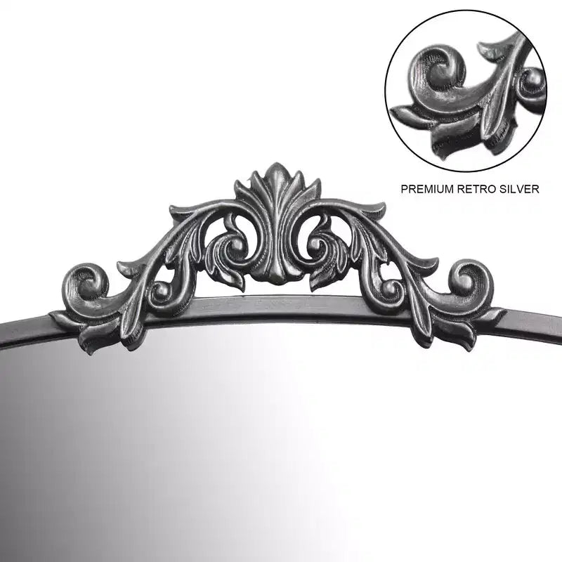 Specchio Vintage a Figura Intera ad Arco con Cornice in Metallo, 66x36 / 43x24 pollici