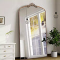 Okak 66*36/43*24in Vintage Carving Metal Frame Full Length Mirror, Oversized Floor Mirror, Arched Mirror for Colthing Shop, Dressing Room