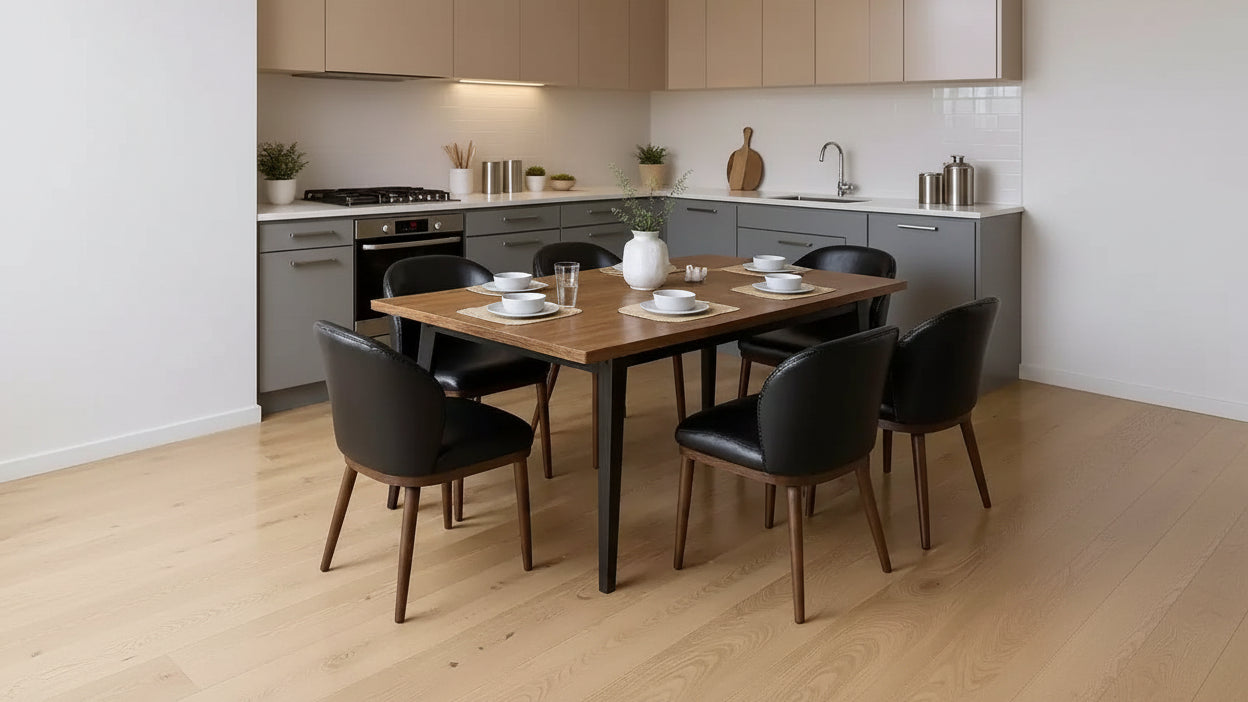 PU Leather Upholstered Dining Chairs Set with Wood Legs of 2, Mid-Century Modern Kitchen Chair w/Back, Easy Assembly, for Home Kitchen, Living Room