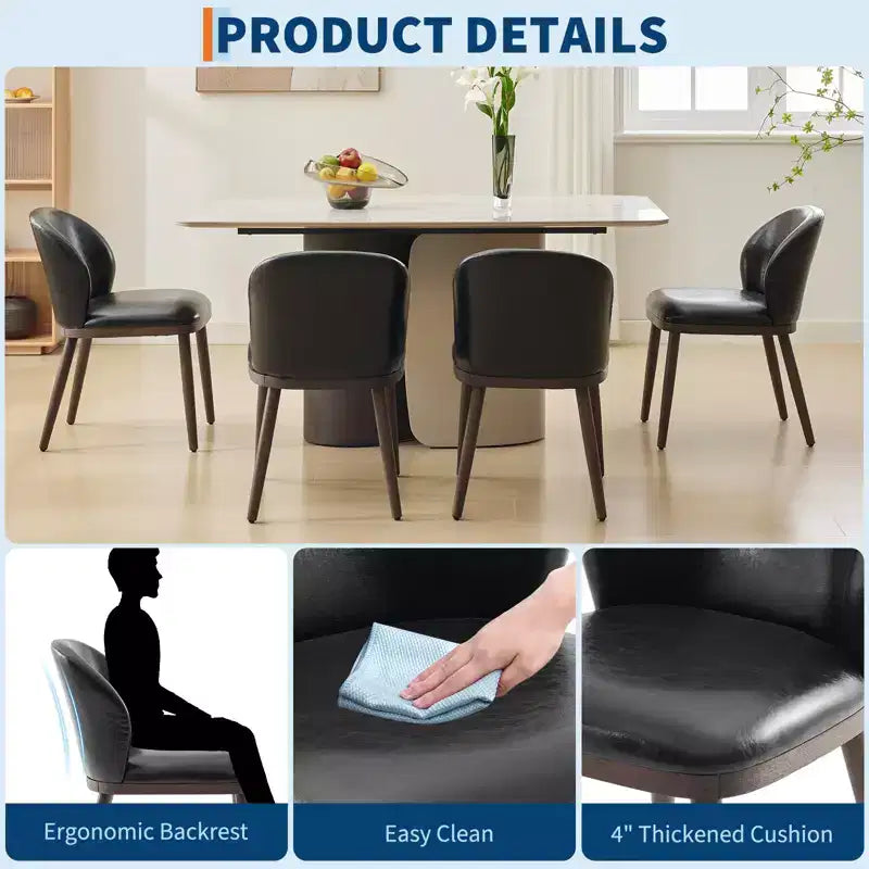 Sedie imbottite da pranzo (set da 2) con gambe in legno, stile scandinavo, per cucina e salotto