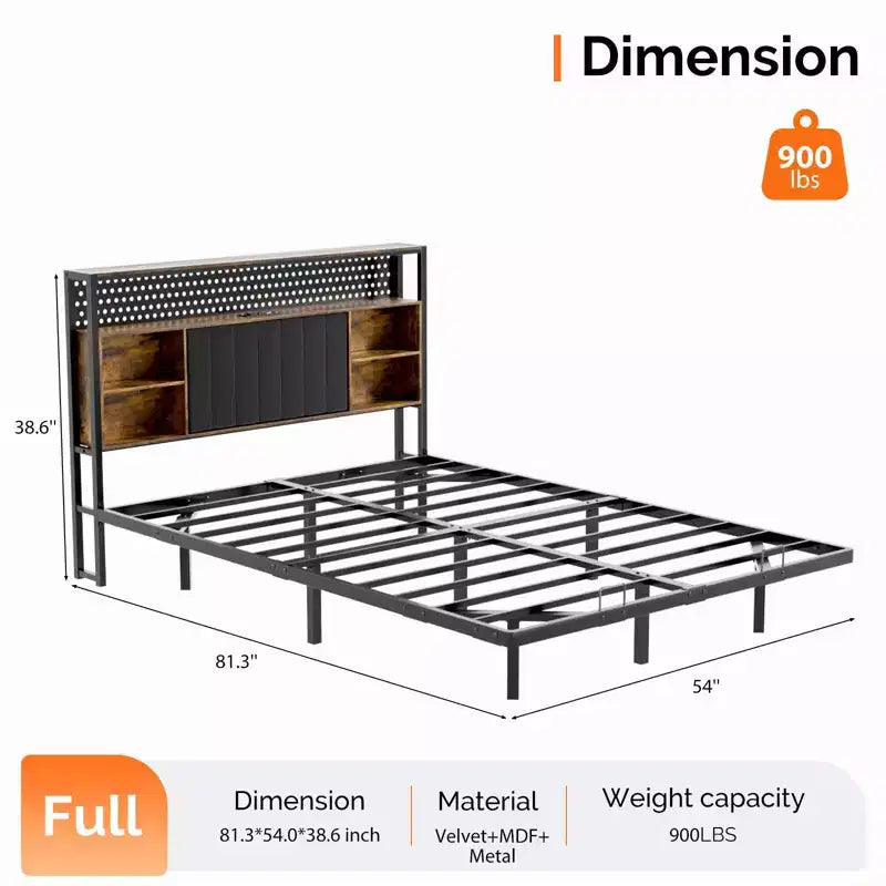 Giroletto Flottante con Luci LED, Stazione di Ricarica, Vano Nascosto e Testiera in Velluto, Non Richiede Rete a Molle, 38,6"A x 39"L x 81,3"P