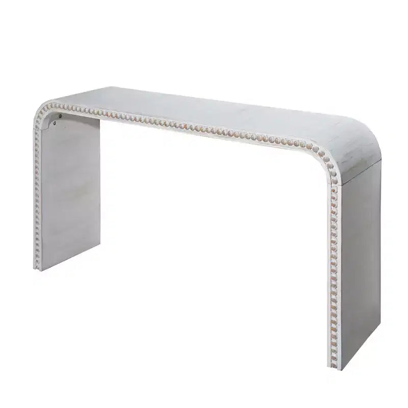 Console da 59" a Cascata con Dettagli in Perline di Legno, Design Minimalista, Bianco, per Ingresso o Soggiorno