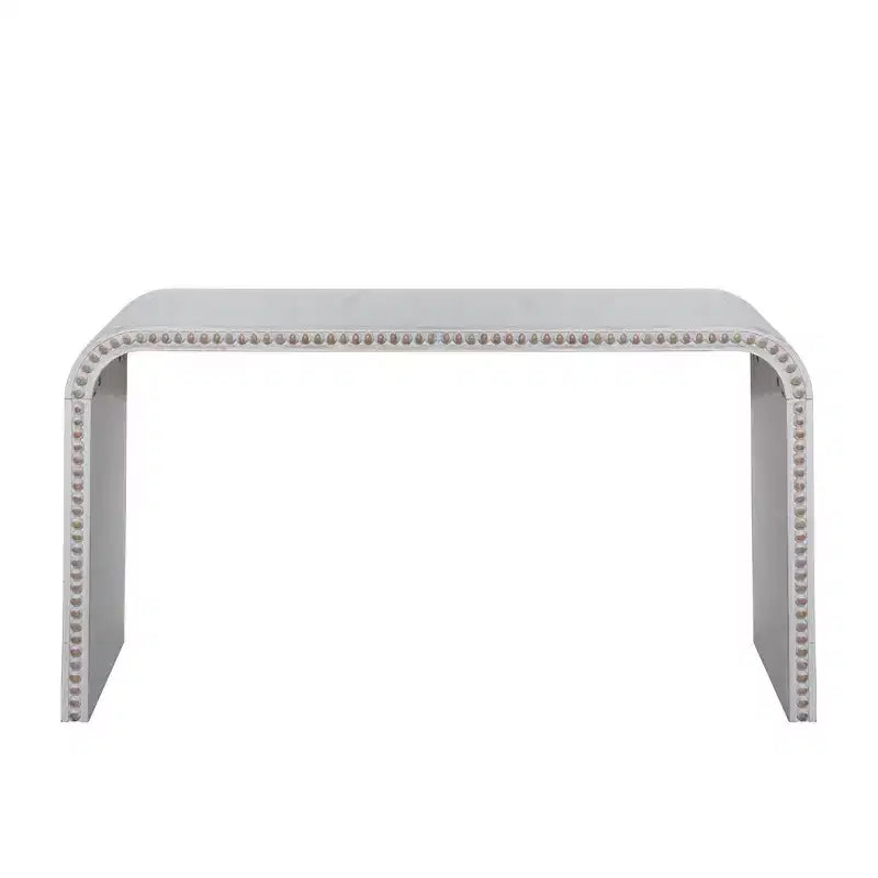 Console da 59" a Cascata con Dettagli in Perline di Legno, Design Minimalista, Bianco, per Ingresso o Soggiorno