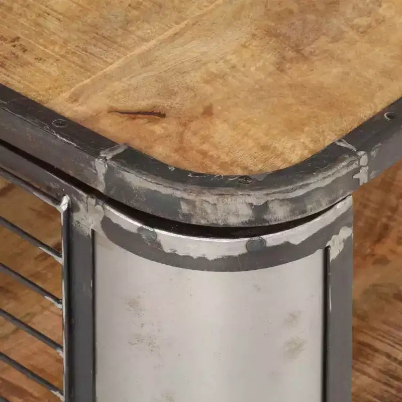 Tavolino da caffè in legno massello di mango da 100 cm con 4 ruote, per soggiorno