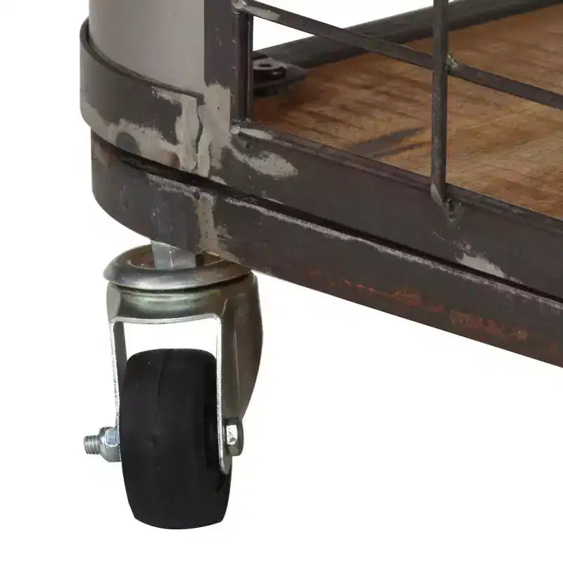 Tavolino da caffè in legno massello di mango da 100 cm con 4 ruote, per soggiorno