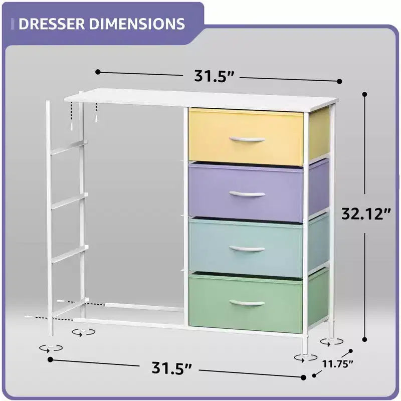 Comodino a 8 cassetti con struttura in acciaio, piano in legno e contenitori in tessuto, 81 cm (A) x 80 cm (L) x 30 cm (P), per camera da letto o armadio