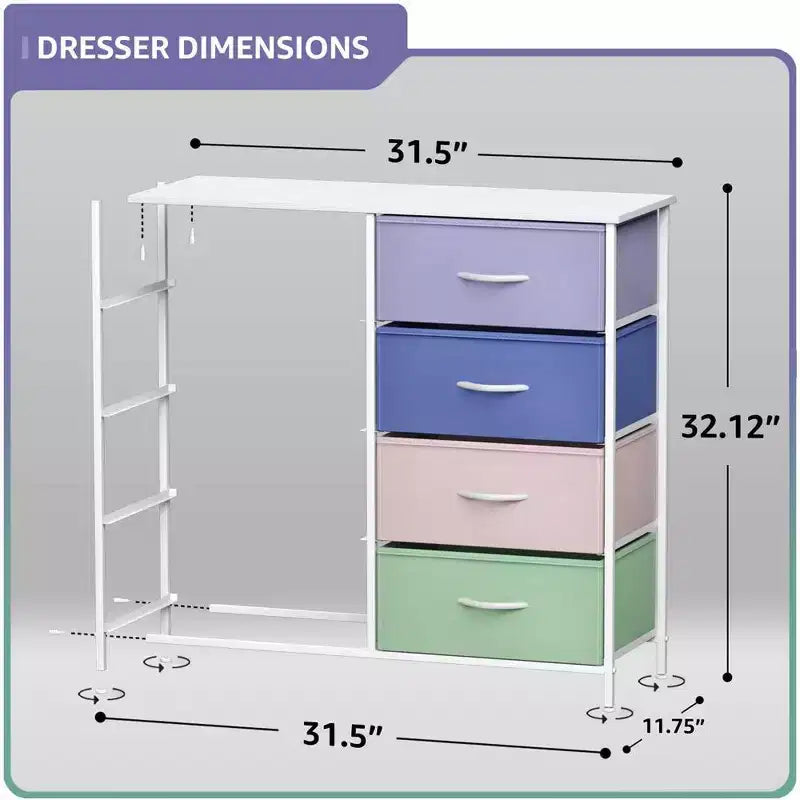 Comodino a 8 cassetti con struttura in acciaio, piano in legno e contenitori in tessuto, 81 cm (A) x 80 cm (L) x 30 cm (P), per camera da letto o armadio