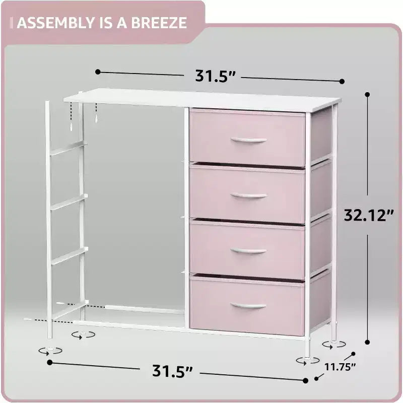 Comodino a 8 cassetti con struttura in acciaio, piano in legno e contenitori in tessuto, 81 cm (A) x 80 cm (L) x 30 cm (P), per camera da letto o armadio