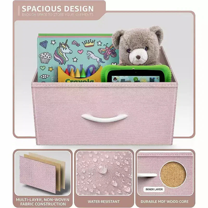Comodino a 8 cassetti con struttura in acciaio, piano in legno e contenitori in tessuto, 81 cm (A) x 80 cm (L) x 30 cm (P), per camera da letto o armadio