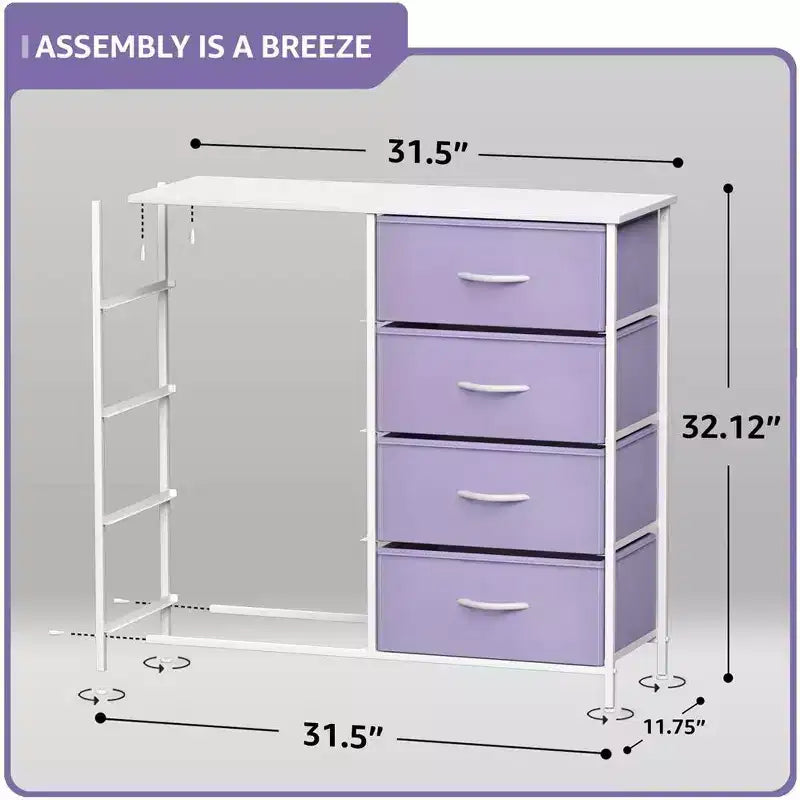 Comodino a 8 cassetti con struttura in acciaio, piano in legno e contenitori in tessuto, 81 cm (A) x 80 cm (L) x 30 cm (P), per camera da letto o armadio