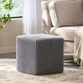 Knitted Footstool, Square Upholstered Footstool, Small furniture, Suitable For Living Room and Bedroom, No Assembly Required.