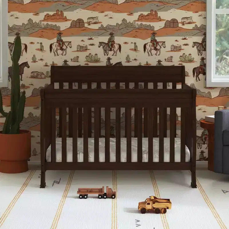 Culla Trasformabile 4 in 1, Legno di Pino Sostenibile, Certificata GREENGUARD Gold, Si Converte in Lettino per Bambini/Divanetto/Letto Matrimoniale