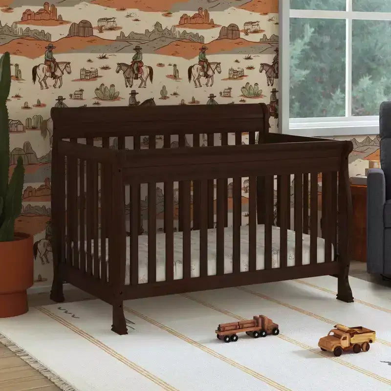Culla Trasformabile 4 in 1, Legno di Pino Sostenibile, Certificata GREENGUARD Gold, Si Converte in Lettino per Bambini/Divanetto/Letto Matrimoniale