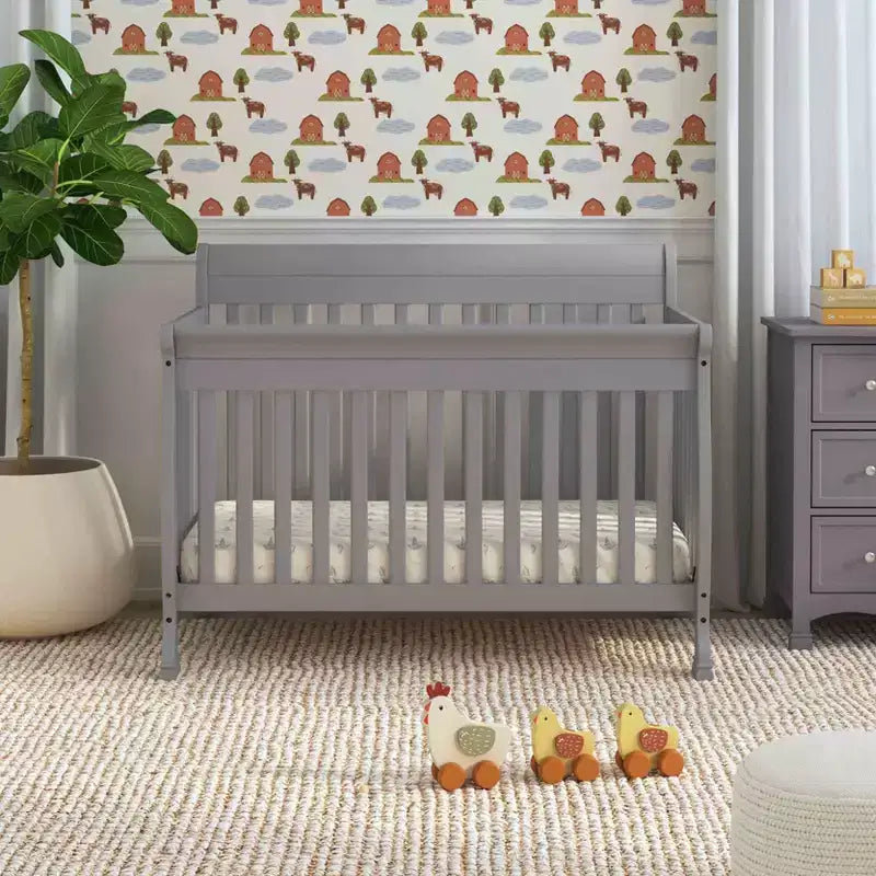 Culla Trasformabile 4 in 1, Legno di Pino Sostenibile, Certificata GREENGUARD Gold, Si Converte in Lettino per Bambini/Divanetto/Letto Matrimoniale