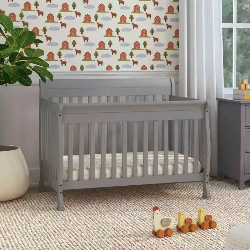 Culla Trasformabile 4 in 1, Legno di Pino Sostenibile, Certificata GREENGUARD Gold, Si Converte in Lettino per Bambini/Divanetto/Letto Matrimoniale