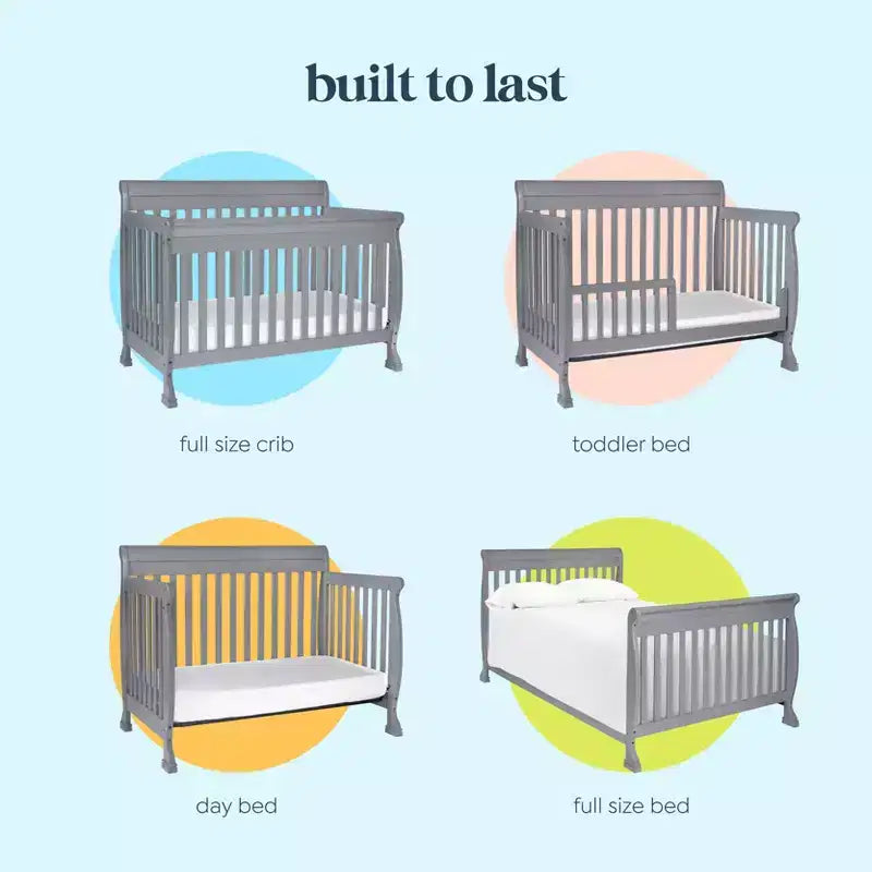 Culla Trasformabile 4 in 1, Legno di Pino Sostenibile, Certificata GREENGUARD Gold, Si Converte in Lettino per Bambini/Divanetto/Letto Matrimoniale