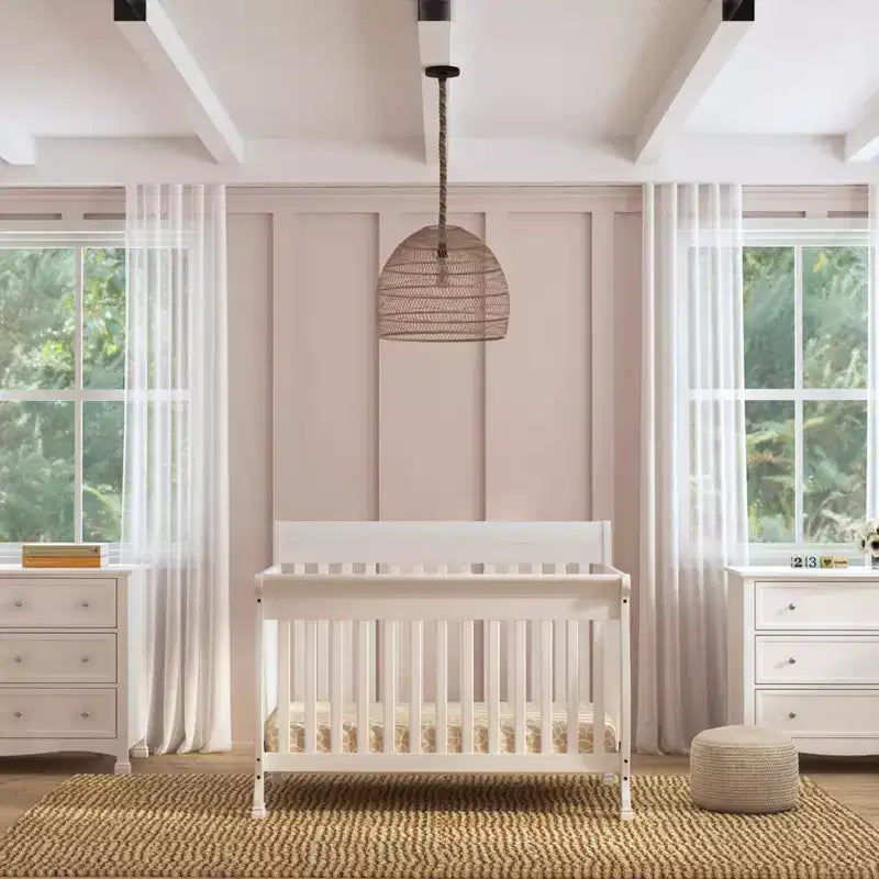 Culla Trasformabile 4 in 1, Legno di Pino Sostenibile, Certificata GREENGUARD Gold, Si Converte in Lettino per Bambini/Divanetto/Letto Matrimoniale