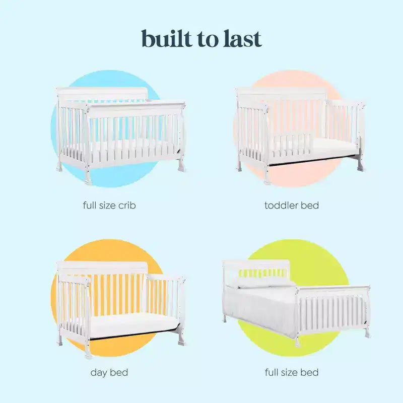 Culla Trasformabile 4 in 1, Legno di Pino Sostenibile, Certificata GREENGUARD Gold, Si Converte in Lettino per Bambini/Divanetto/Letto Matrimoniale