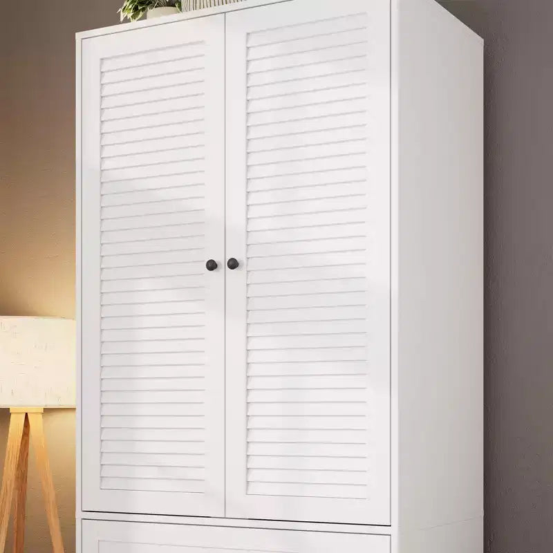 Armadio a Muro Indipendente con 3 Cassetti e 2 Ante, Armadio Moderno in Legno per Camera da Letto, Disponibile in Nero, Bianco, Colore Legno