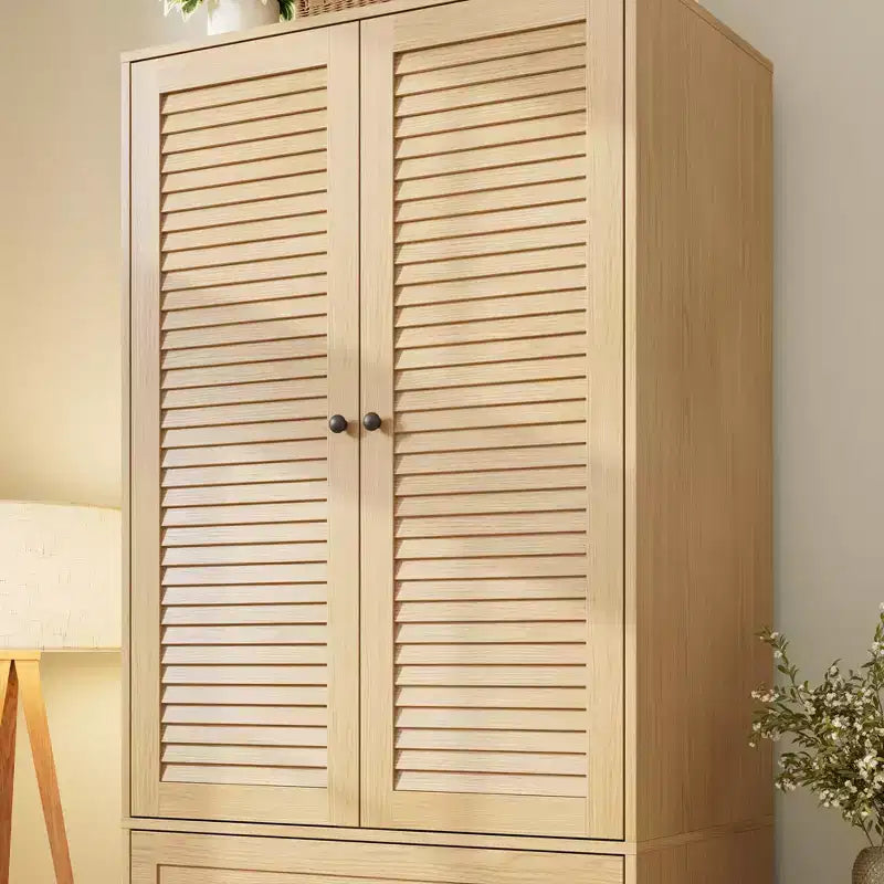 Armadio a Muro Indipendente con 3 Cassetti e 2 Ante, Armadio Moderno in Legno per Camera da Letto, Disponibile in Nero, Bianco, Colore Legno