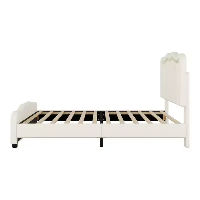 Letto imbottito con piattaforma, testiera curva e striscia LED (singolo/matrimoniale)
