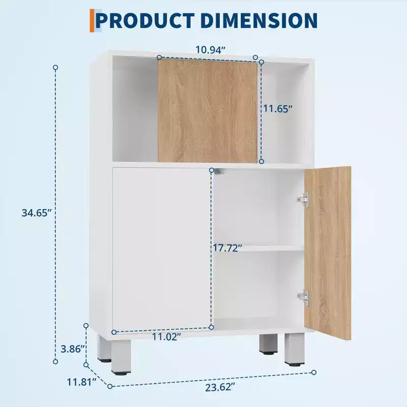 Mobile credenza in legno con ante scorrevoli e ripiani regolabili