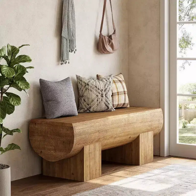 Panca da ingresso in legno massello da 47" – Stile rustico, multiuso