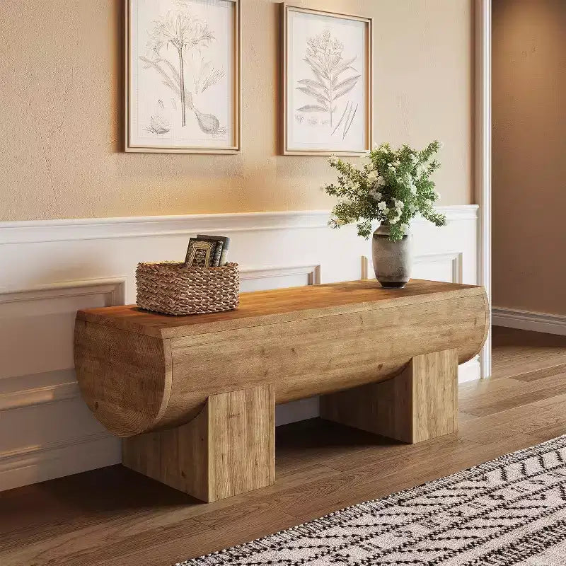 Panca da ingresso in legno massello da 47" – Stile rustico, multiuso