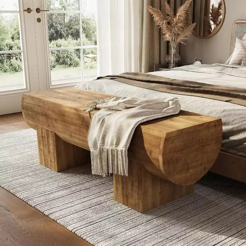 Panca da ingresso in legno massello da 47" – Stile rustico, multiuso