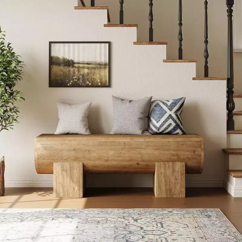 Panca da ingresso in legno massello da 47" – Stile rustico, multiuso