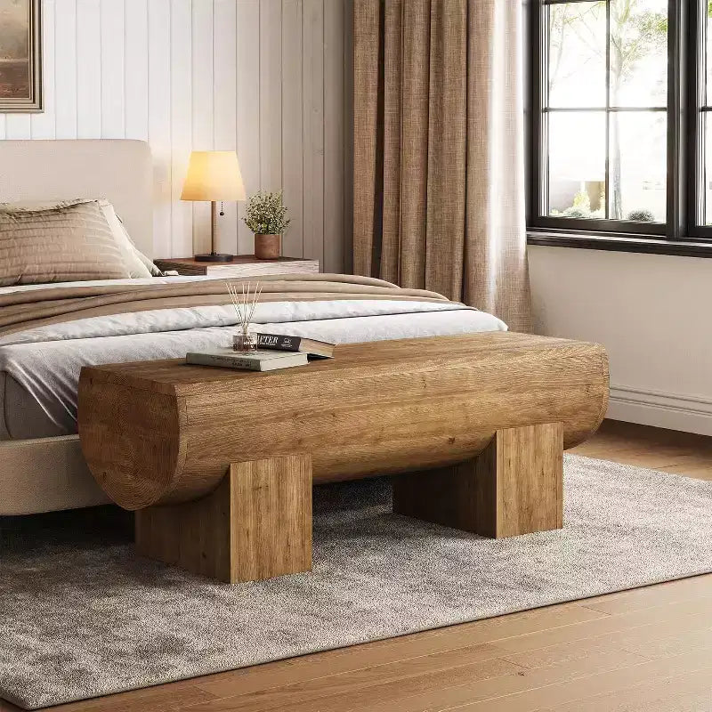 Panca da ingresso in legno massello da 47" – Stile rustico, multiuso