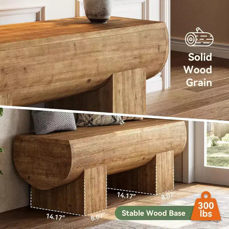 Panca da ingresso in legno massello da 47" – Stile rustico, multiuso