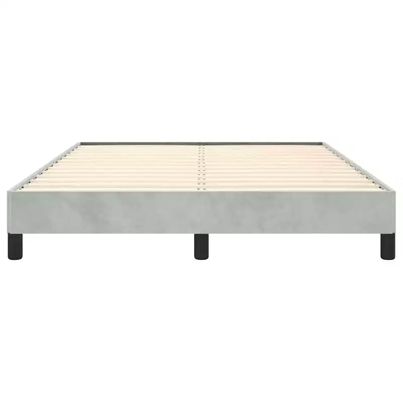 Struttura letto a piattaforma matrimoniale queen size con rivestimento in velluto, grigio chiaro
