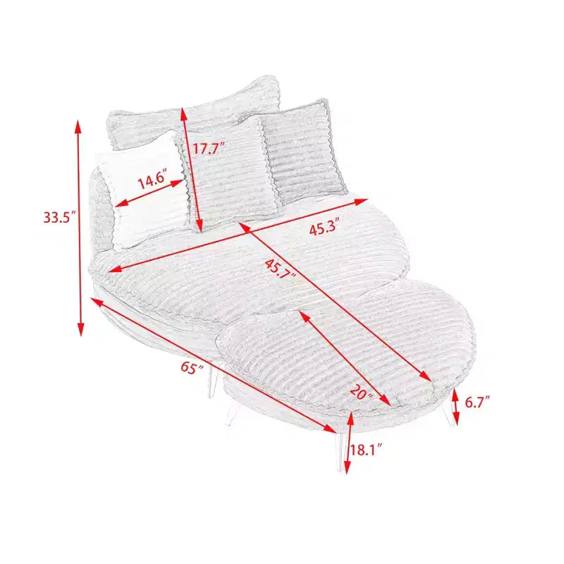 Poltrona d'Appoggio Imbottita con Pouf