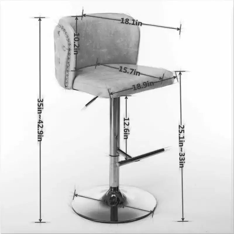 Set di 2 Sgabelli da Bar Girevoli con Schienale Trapuntato, in Pelle Sintetica, Altezza Regolabile, per Cucina o Bar di Casa