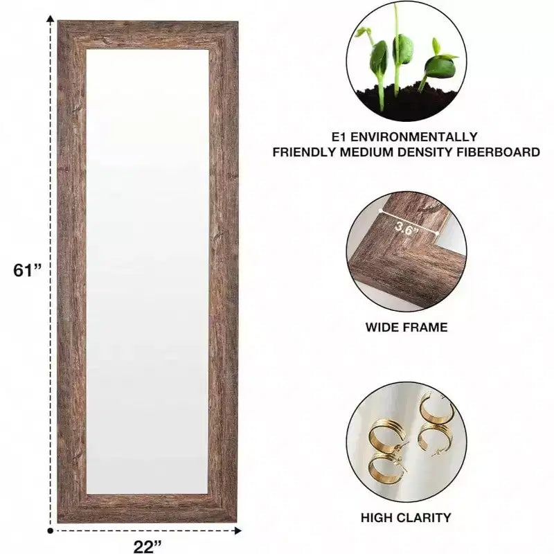 Specchio da parete a figura intera da 61 x 22 pollici con cornice ad arco