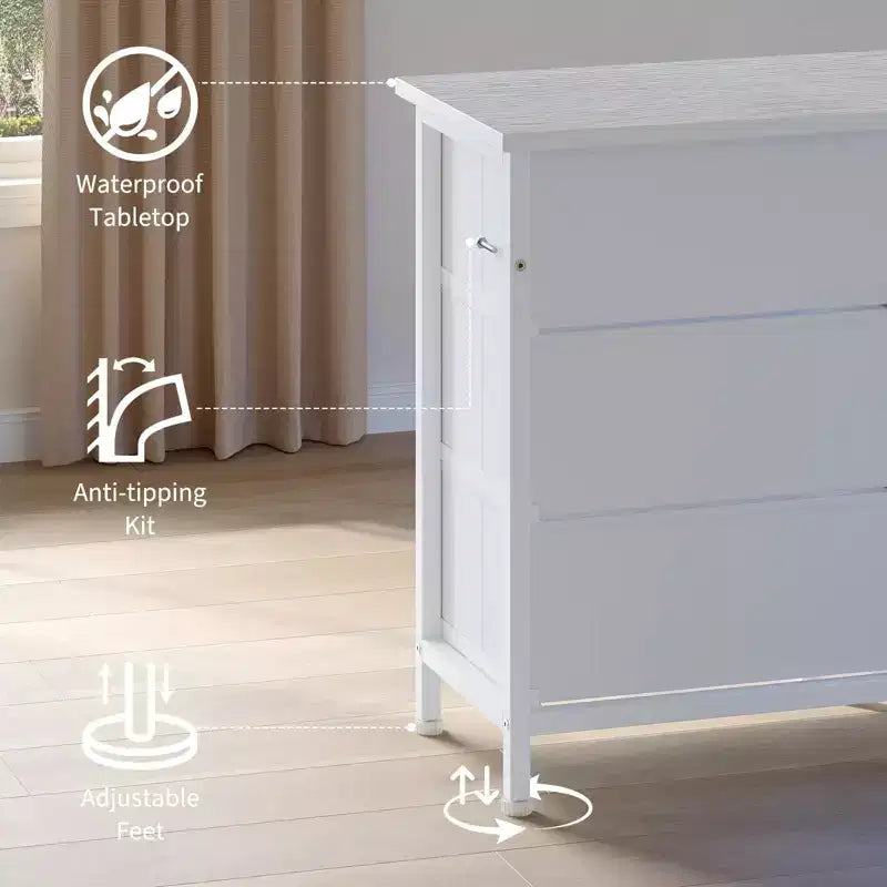 Comò da 70" con 13 cassetti in tessuto e luci LED, struttura in metallo, per camera da letto o soggiorno