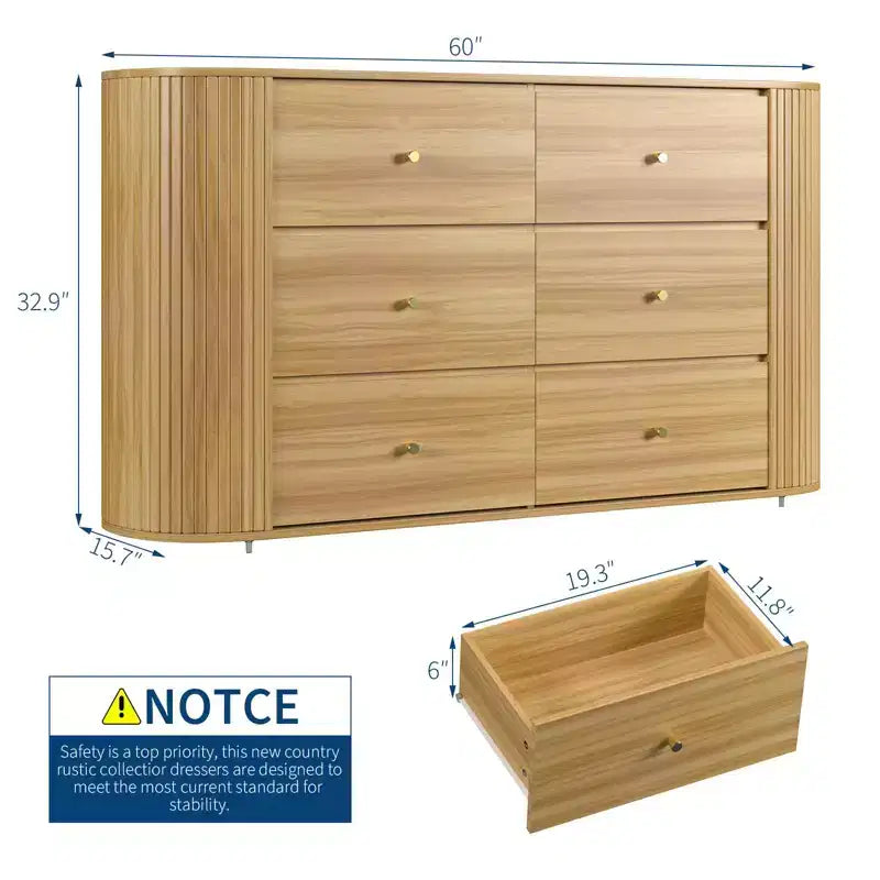 Cassettiera da Fattoria a 9 Cassetti con Presa di Corrente e Maniglie in Metallo, 119 cm L x 74 cm A x 38 cm P, per Camera da Letto o Soggiorno