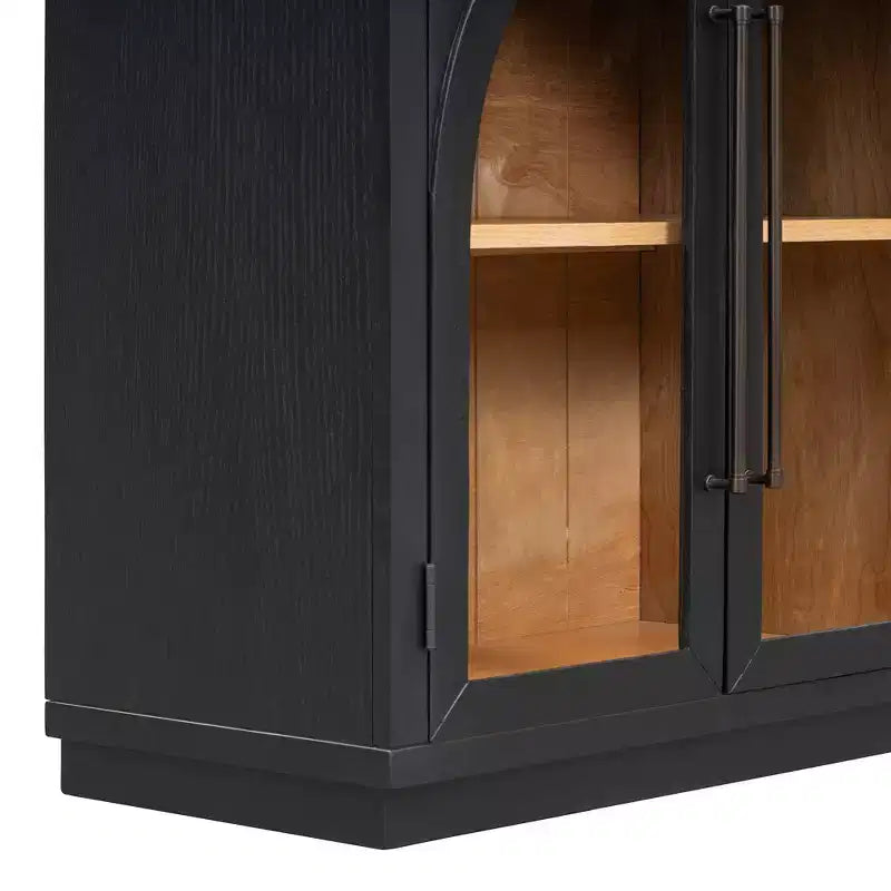 Credenza a buffet con ante in vetro ad arco e ripiani regolabili, 152,4 cm (L) x 40,4 cm (P) x 87,1 cm (A)