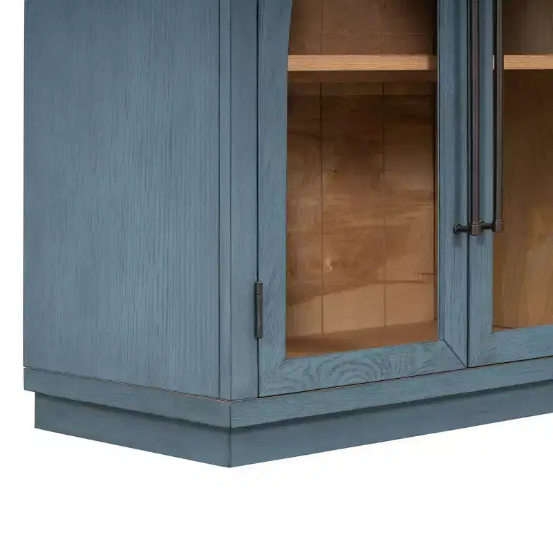Credenza a buffet con ante in vetro ad arco e ripiani regolabili, 152,4 cm (L) x 40,4 cm (P) x 87,1 cm (A)