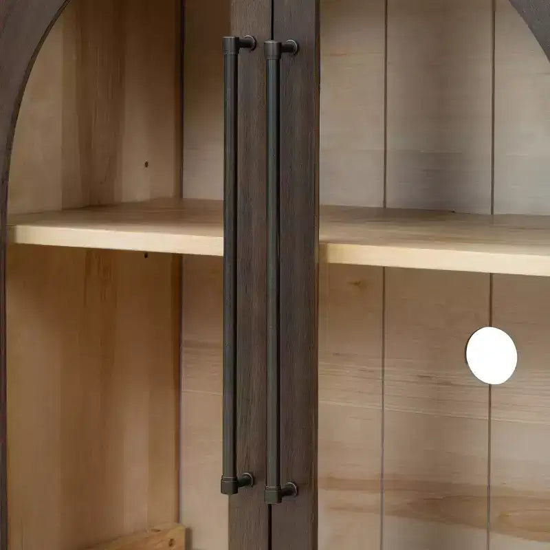 Credenza a buffet con ante in vetro ad arco e ripiani regolabili, 152,4 cm (L) x 40,4 cm (P) x 87,1 cm (A)