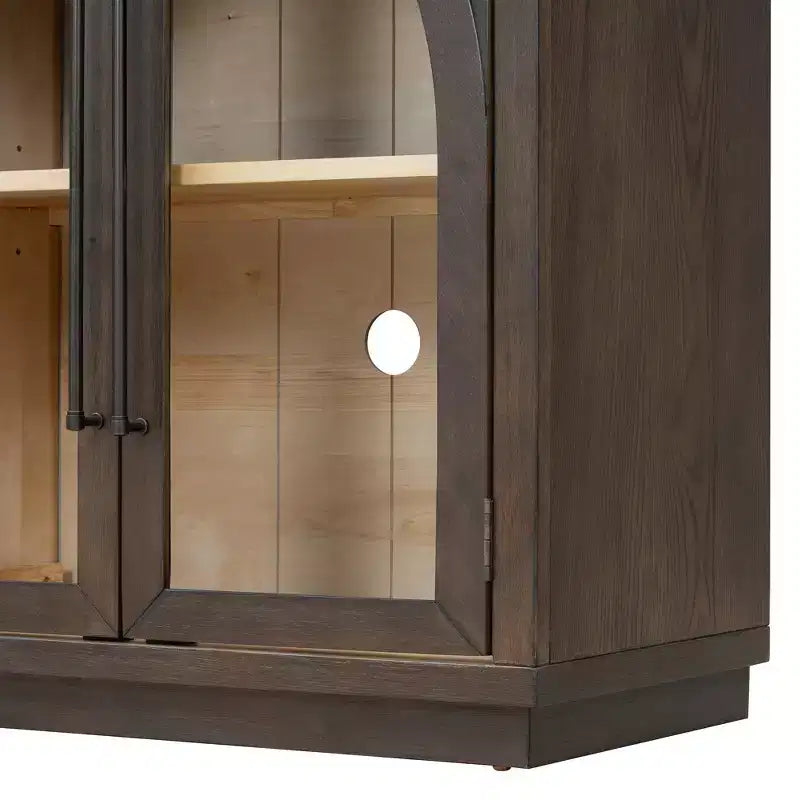 Credenza a buffet con ante in vetro ad arco e ripiani regolabili, 152,4 cm (L) x 40,4 cm (P) x 87,1 cm (A)
