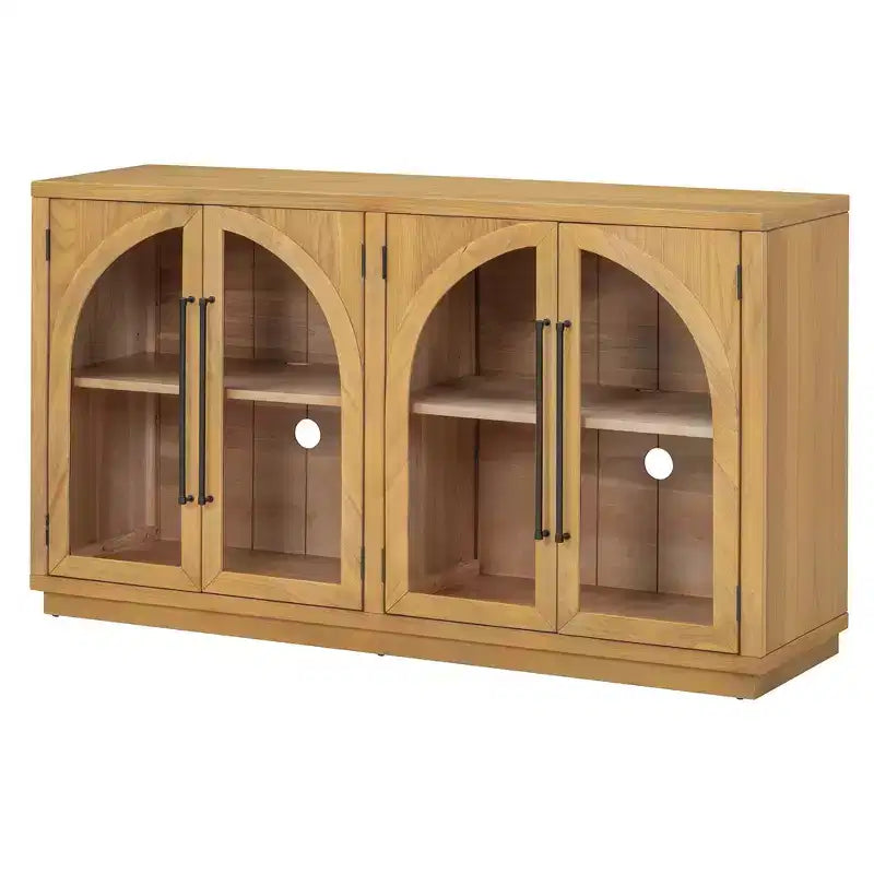 Credenza a buffet con ante in vetro ad arco e ripiani regolabili, 152,4 cm (L) x 40,4 cm (P) x 87,1 cm (A)