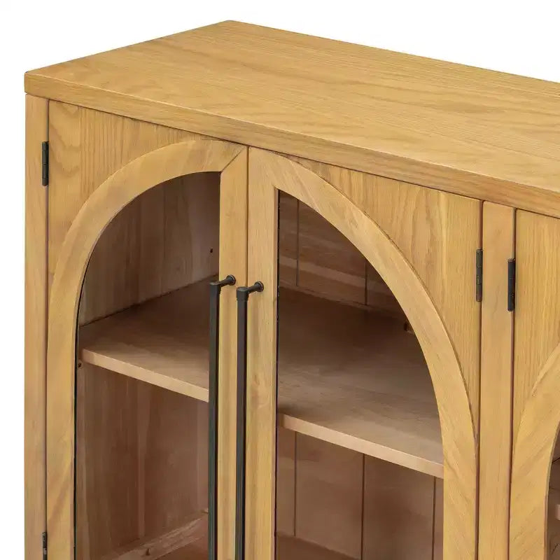 Credenza a buffet con ante in vetro ad arco e ripiani regolabili, 152,4 cm (L) x 40,4 cm (P) x 87,1 cm (A)