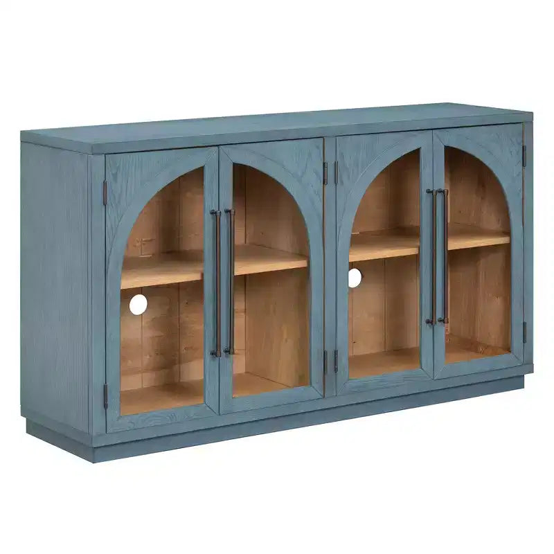 Credenza a buffet con ante in vetro ad arco e ripiani regolabili, 152,4 cm (L) x 40,4 cm (P) x 87,1 cm (A)