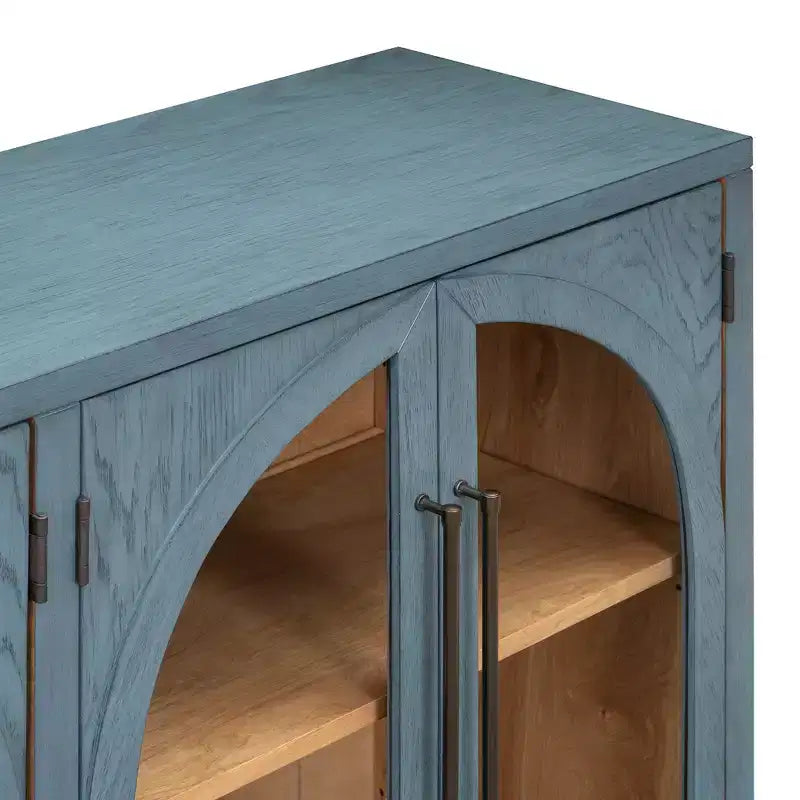 Credenza a buffet con ante in vetro ad arco e ripiani regolabili, 152,4 cm (L) x 40,4 cm (P) x 87,1 cm (A)