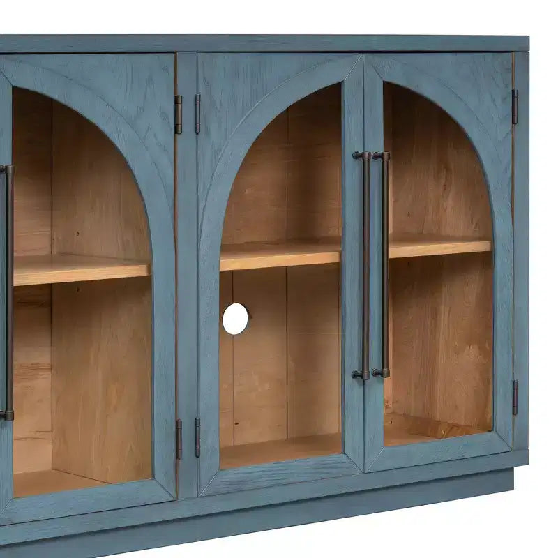 Credenza a buffet con ante in vetro ad arco e ripiani regolabili, 152,4 cm (L) x 40,4 cm (P) x 87,1 cm (A)