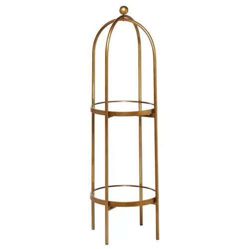 Olivia & May Glam Metal Shelving Unit Gold: Luxury Storage, No Assembly, 2-Tier Bookcase