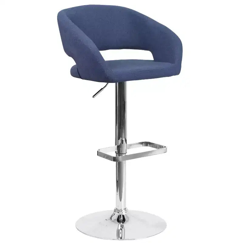 Merrick Lane Modern Bar Stool Rounded Mid-Back Stool With Height Adjustable Swivel Seat